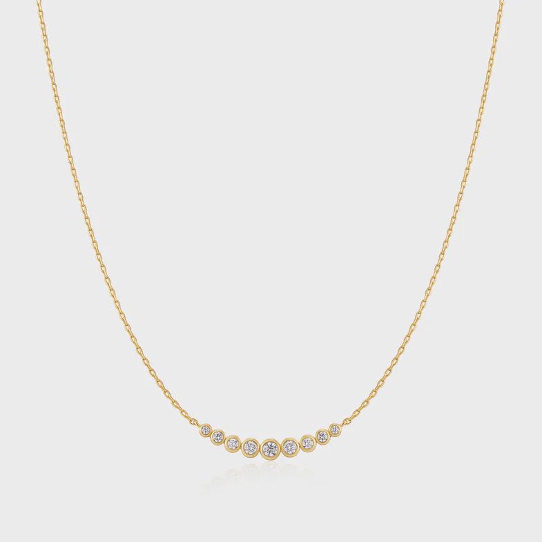 Silver Graduated Bezel-Set Necklace