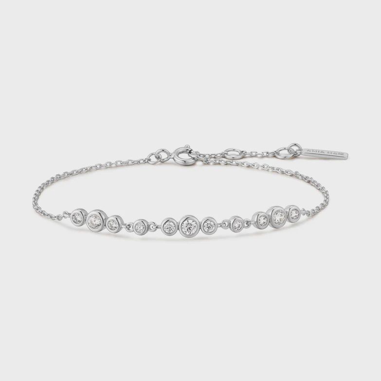 Graduated Bezel-Set Trios Bracelet Graduated Bezel-Set Trios Bracelet, Metal: Sterling Silver
