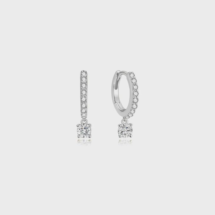 Dangling Sparkle Huggie Hoop Earrings