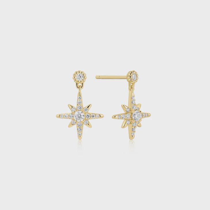 Gold Dangling Nova Star Stud Earrings