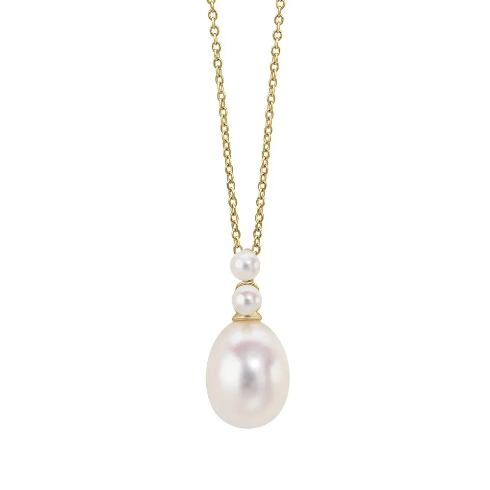 Freshwater Detailed Pearl Necklace 9ct Yellow Gold Freshwater Detailed Pearl Necklace 9ct Yellow Gold