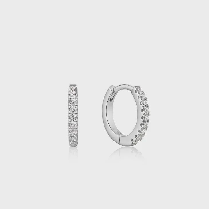 Silver Sparkle Huggie Hoop Earrings Silver Sparkle Huggie Hoop Earrings, Colour: Silver