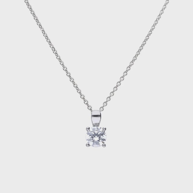 Diamonfire Silver Four Claw Crystal Pendant