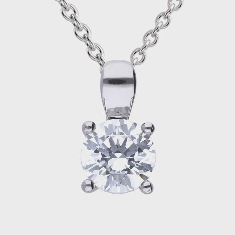 Diamonfire Silver Four Claw Crystal Pendant, Size: 0.25ct
