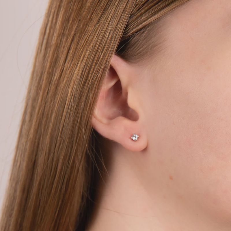 Silver 3mm Claw Set Zirconia Stud Earrings