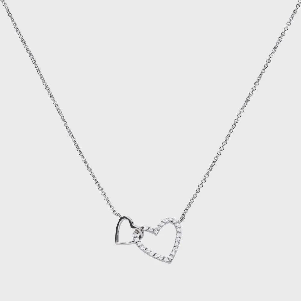 Silver Linked Double Heart Necklace