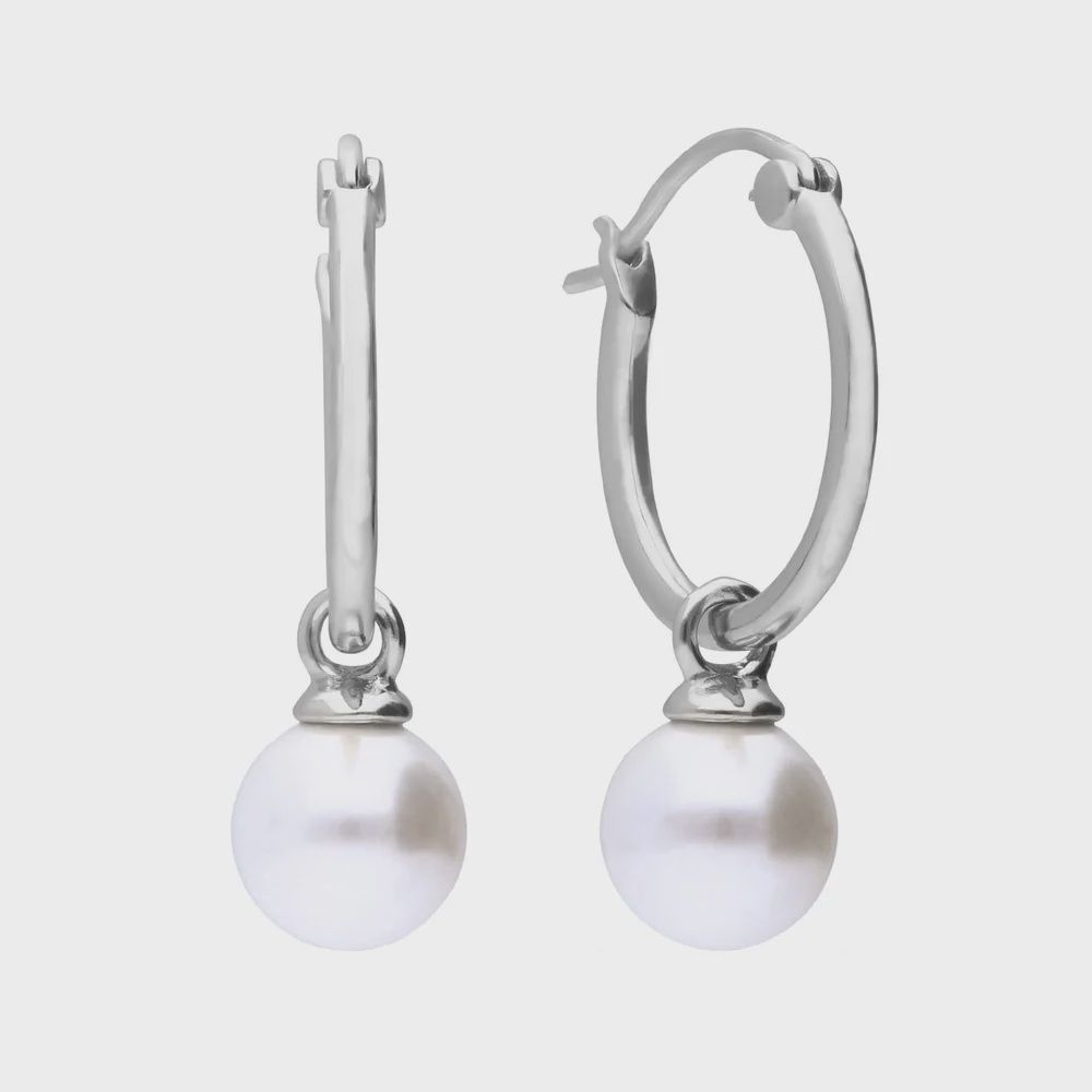 Silver Assembled Hoop Earrings with Shell Pearl
