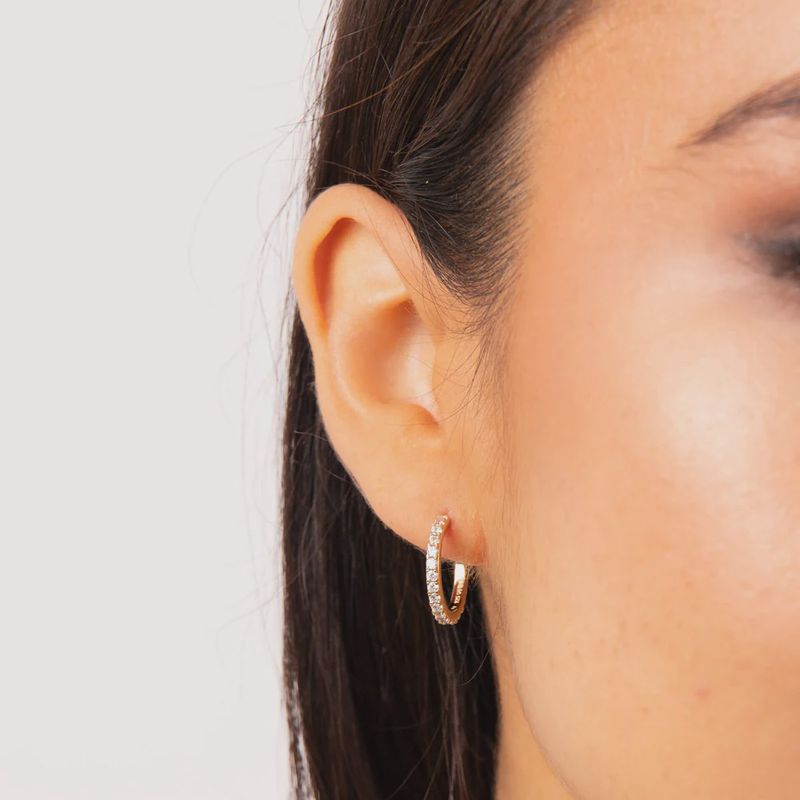 Silver Gold Plated Zirconia 3/4 Hoop Earrings