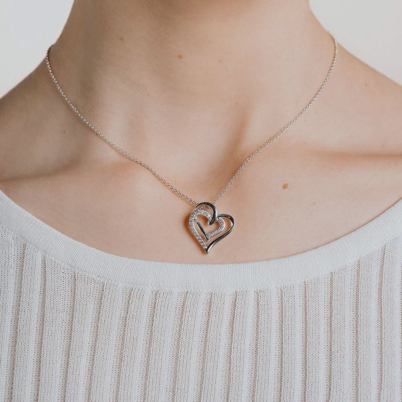 Silver Overlaid Hearts Necklace