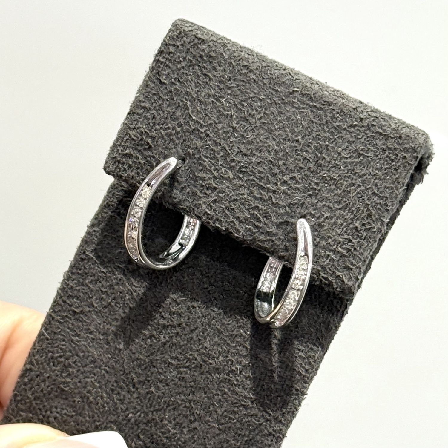 Pre-Owned 9ct White Gold 0.10ct Diamond Hoop Earrings
