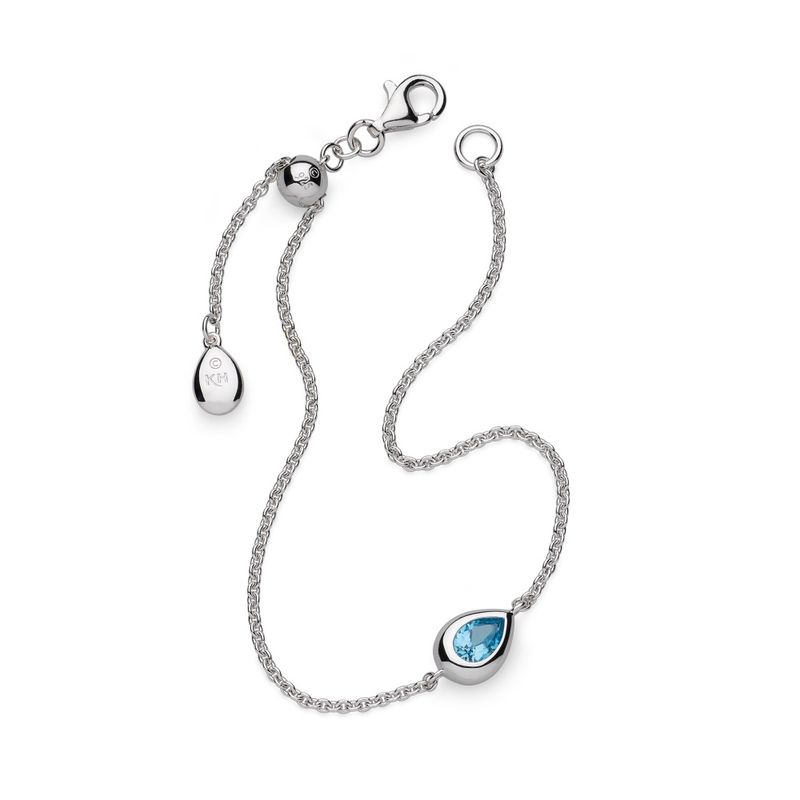 Silver Coast Pebble Swiss Blue Topaz Slider Bracelet