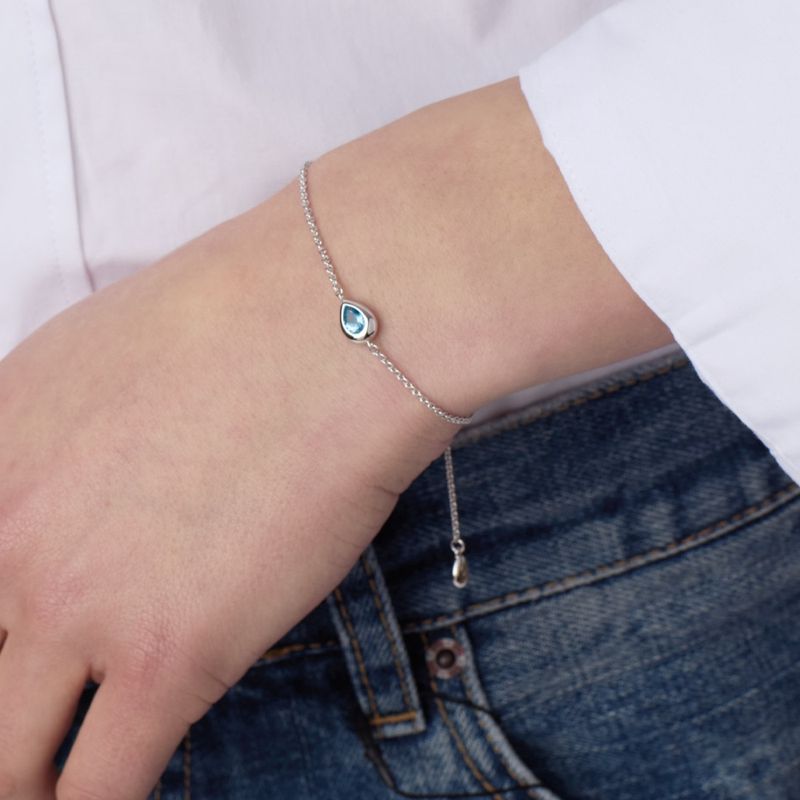 Silver Coast Pebble Swiss Blue Topaz Slider Bracelet