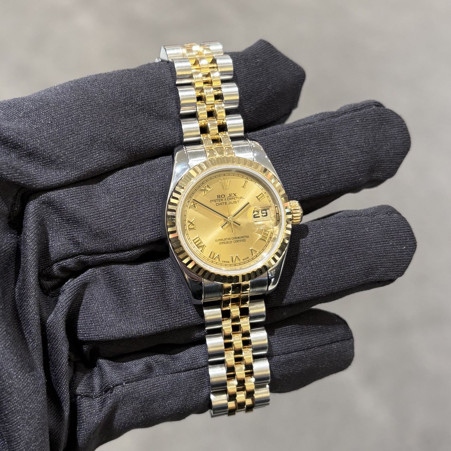 Pre-Owned Rolex 26mm Steel &amp; Gold Roman Dial Ladies Datejust 179173