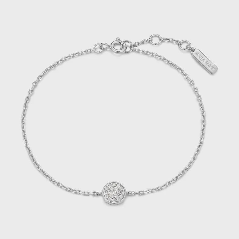 Pavé Disc Bracelet, Metal: Sterling Silver