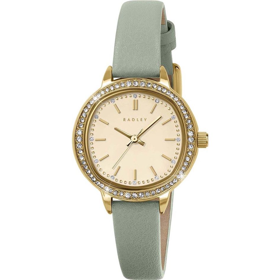 Gold Plated 28mm Pistachio Leather Strap Ladies Watch Gold Plated 28mm Pistachio Leather Strap Ladies Watch