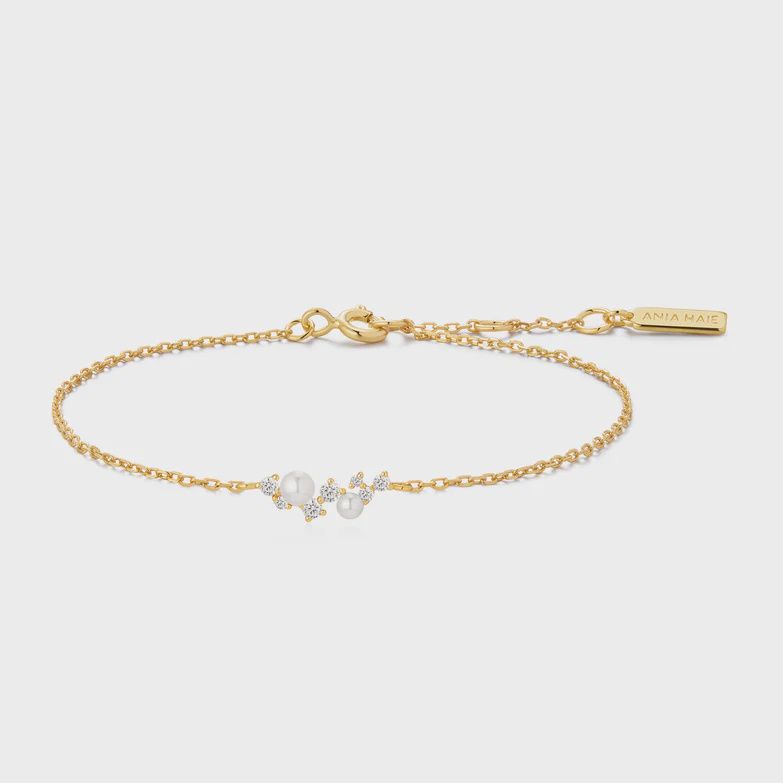 Gold Shell Pearl Cluster Bracelet