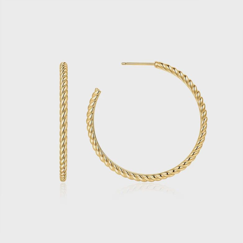 Gold Twisted Oversized Hoop Earrings