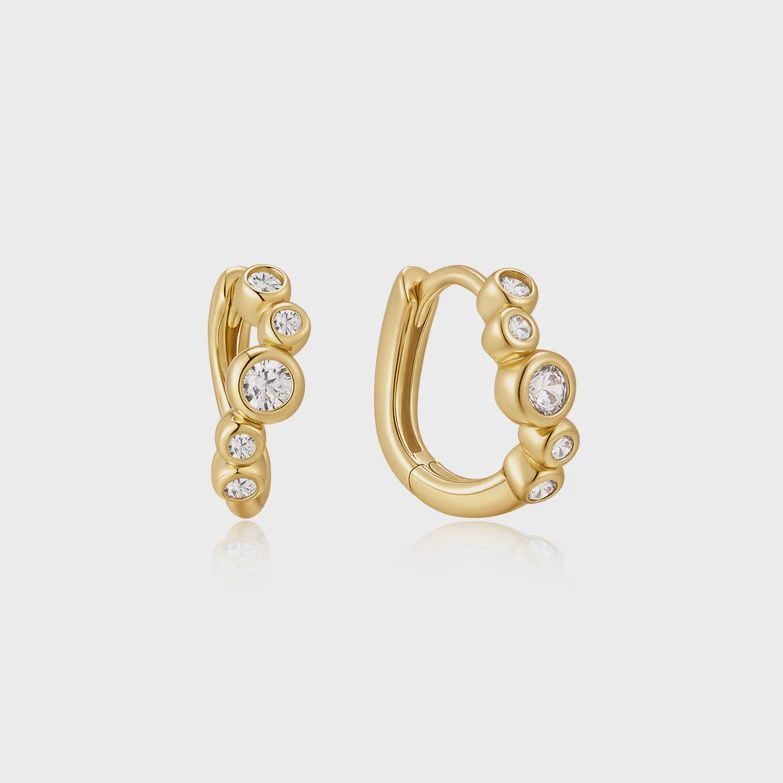Gold Small Sparkling Tide Huggie Hoop Earrings