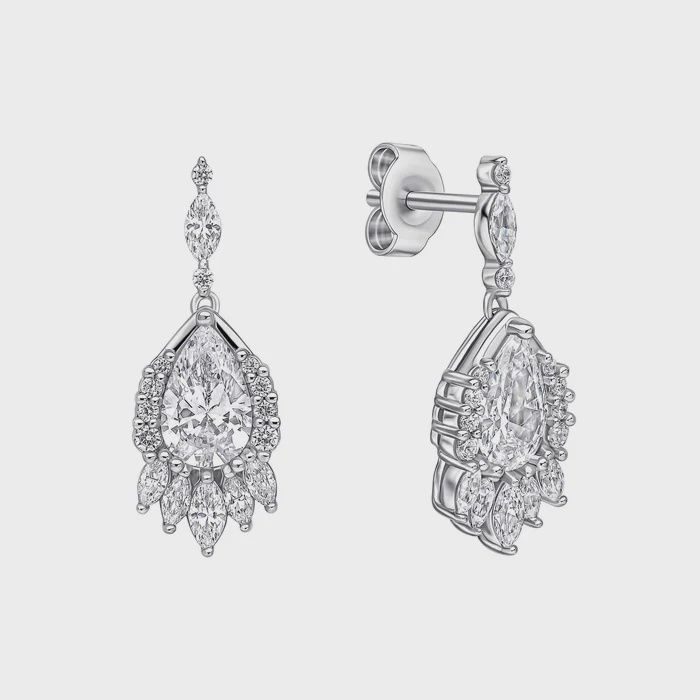 Silver Teardrop Chandelier CZ Earrings Silver Teardrop Chandelier CZ Earrings