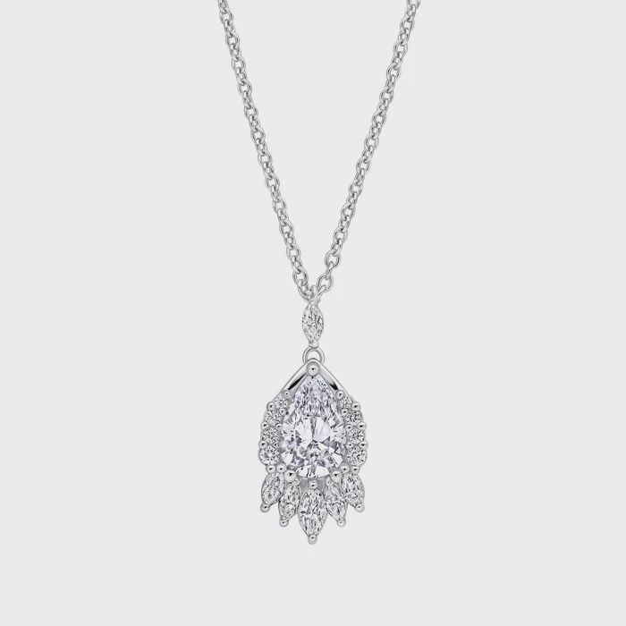 Silver Teardrop Chandelier CZ Necklace Silver Teardrop Chandelier CZ Necklace