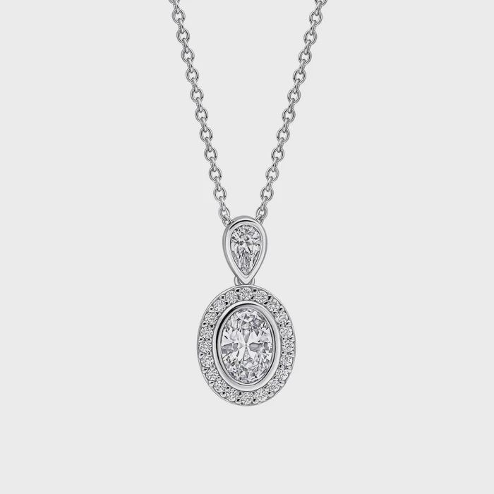 Silver Halo Double Drop CZ Necklace Silver Halo Double Drop CZ Necklace