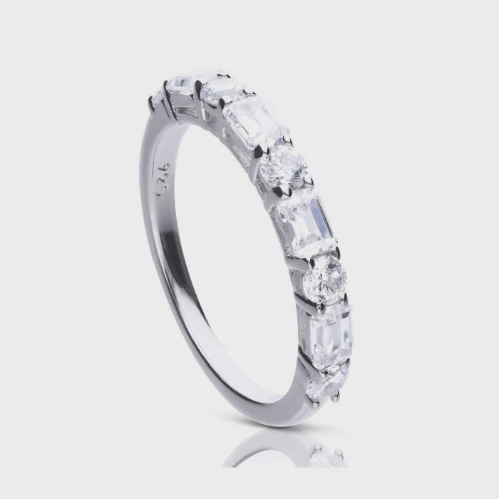 Silver Baguette and Round Zirconia Ring Silver Baguette and Round Zirconia Ring