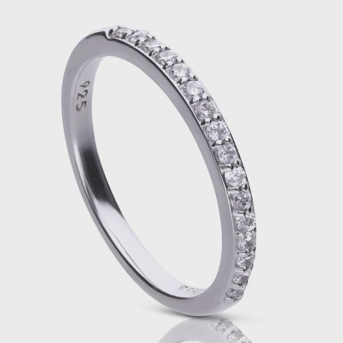 Silver Zirconia Half Eternity Ring