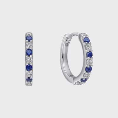Silver Two Tone Zirconia Hoop Earrings