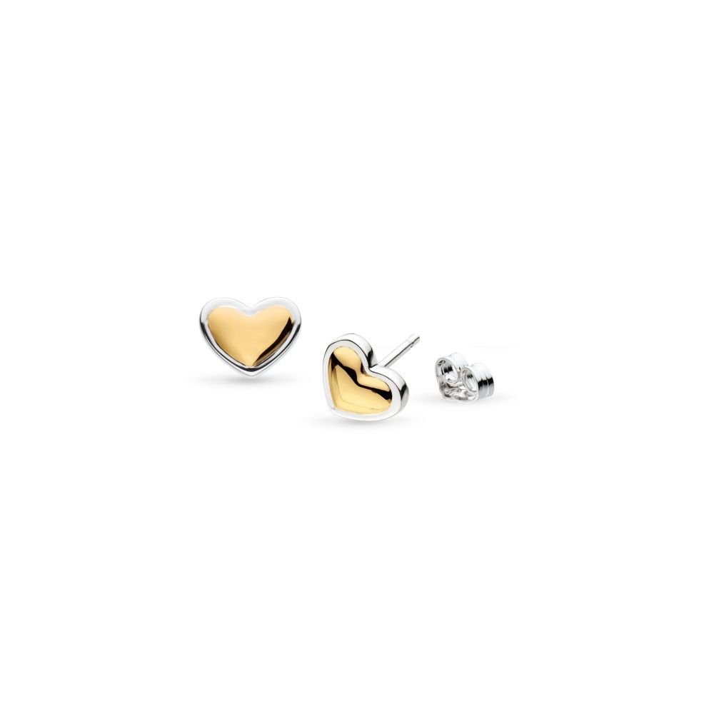 Silver Heart of Gold Stud Earrings