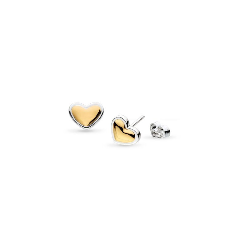 Silver Heart of Gold Stud Earrings