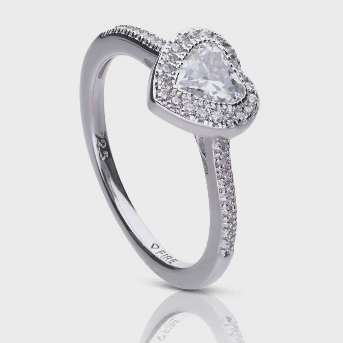 Silver Pave Set Zirconia Heart Ring Silver Pave Set Zirconia Heart Ring