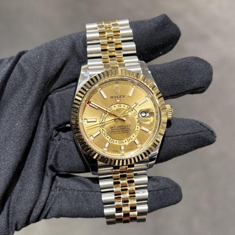 Pre-Owned Rolex Champagne Dial Steel &amp; Gold Sky-Dweller 326933
