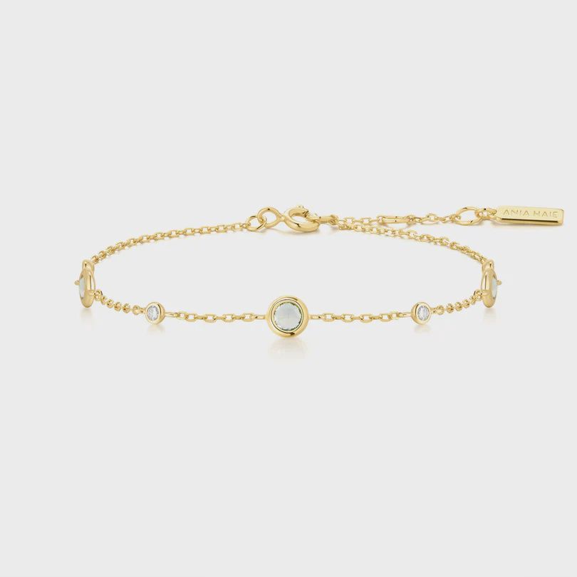 Gold Mint Green Station Bracelet