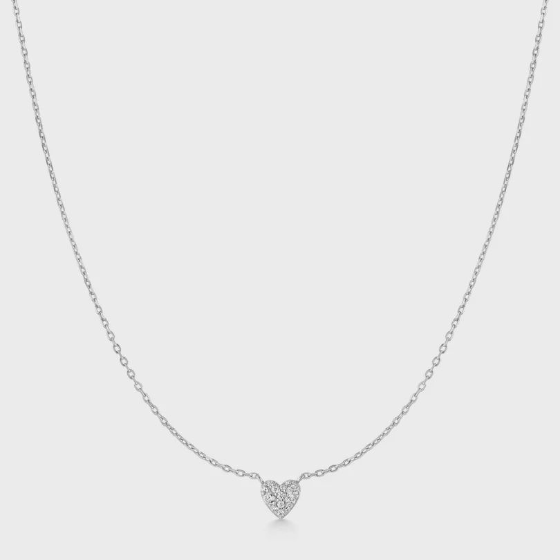 Silver Pavé Heart Necklace