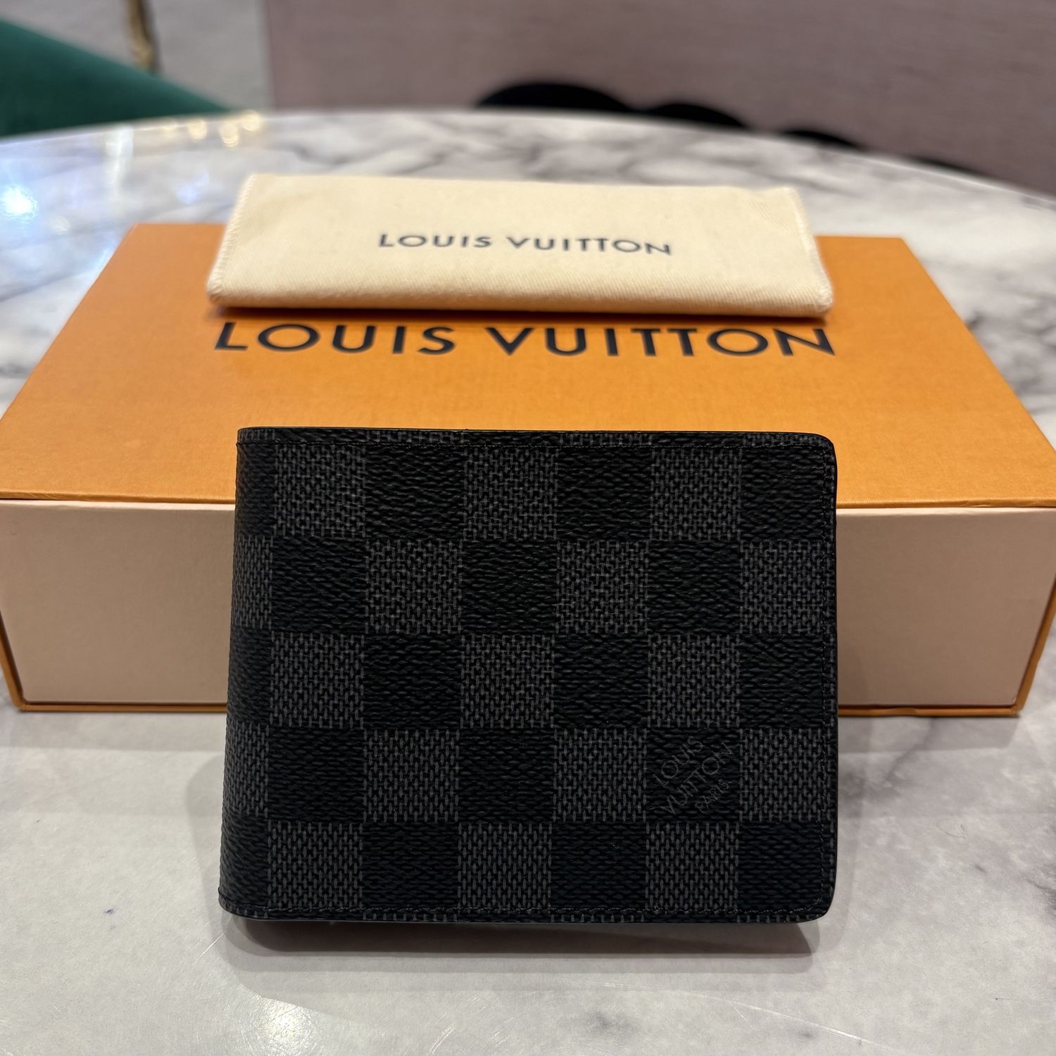 Pre-Owned Louis Vuitton Slender Wallet in Damier Graphite Canvas