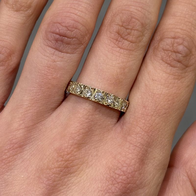 Pre-Owned 9ct Yellow Gold Vintage 0.55ct Diamond Half Eternity Ring