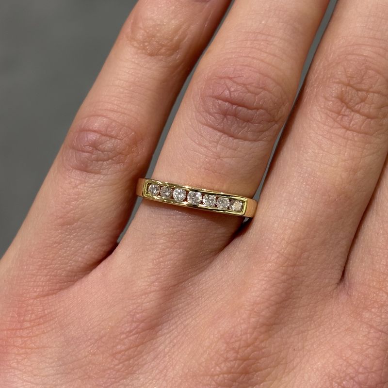 Pre-Owned 18ct Yellow Gold 0.25ct Diamond Channel Set 1/3 Eternity Ring Pre-Owned 18ct Yellow Gold 0.25ct Diamond Channel Set 1/3 Eternity Ring