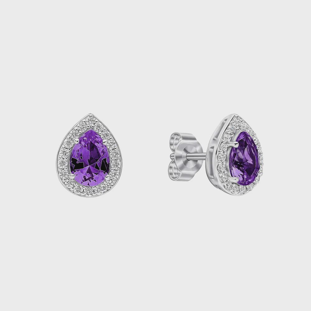 Zirconia Halo Teardrop Stud Earrings Zirconia Halo Teardrop Stud Earrings