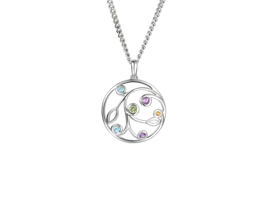 Sterling Silver Multi-Stone Opal Fruits Necklace Sterling Silver Multi-Stone Opal Fruits Necklace