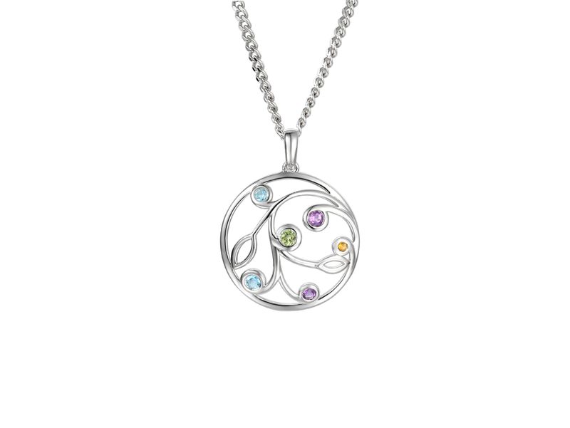 Sterling Silver Multi-Stone Opal Fruits Necklace