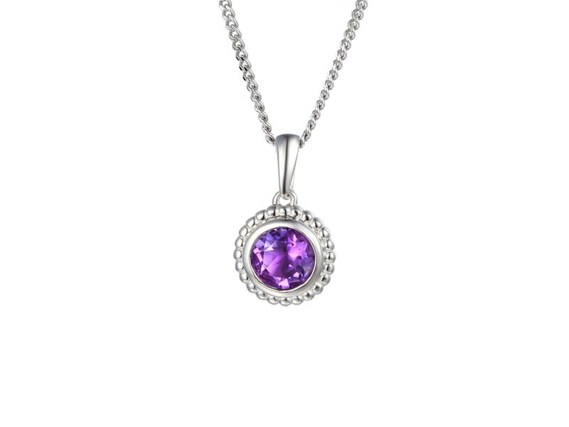 Sterling Silver Amethyst Dimple Necklace