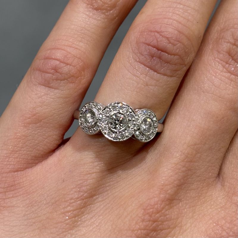 Pre-Owned Tiffany &amp; Co Platinum 0.55ct Diamond Triple Circlet Halo Ring