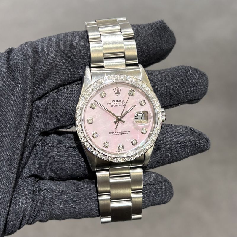 Pre-Owned Rolex Diamond Custom Set 36mm Steel Datejust 16220