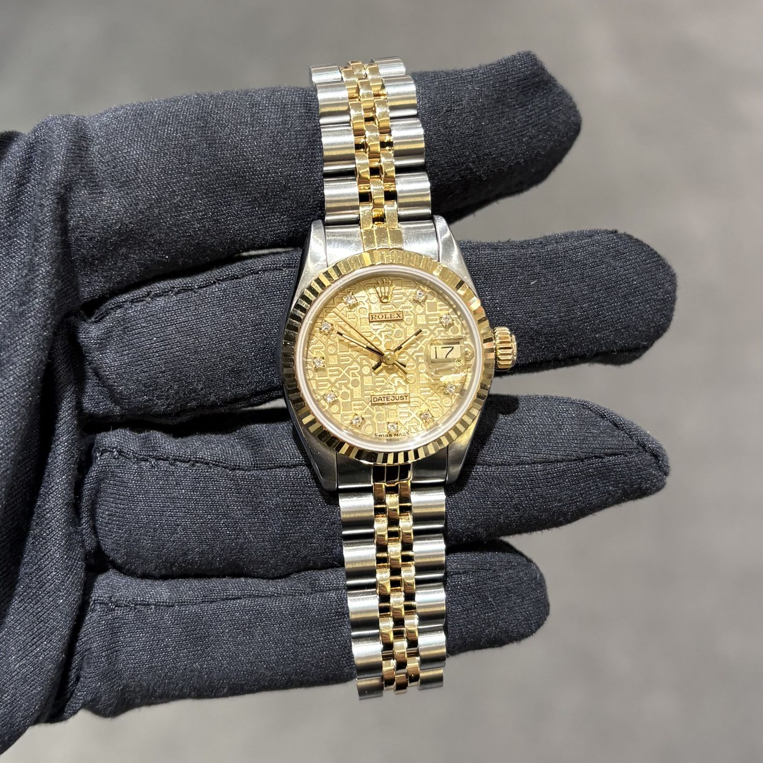 Pre-Owned Rolex Champagne Jubilee Diamond Dial Steel &amp; Gold Ladies Datejust 69173