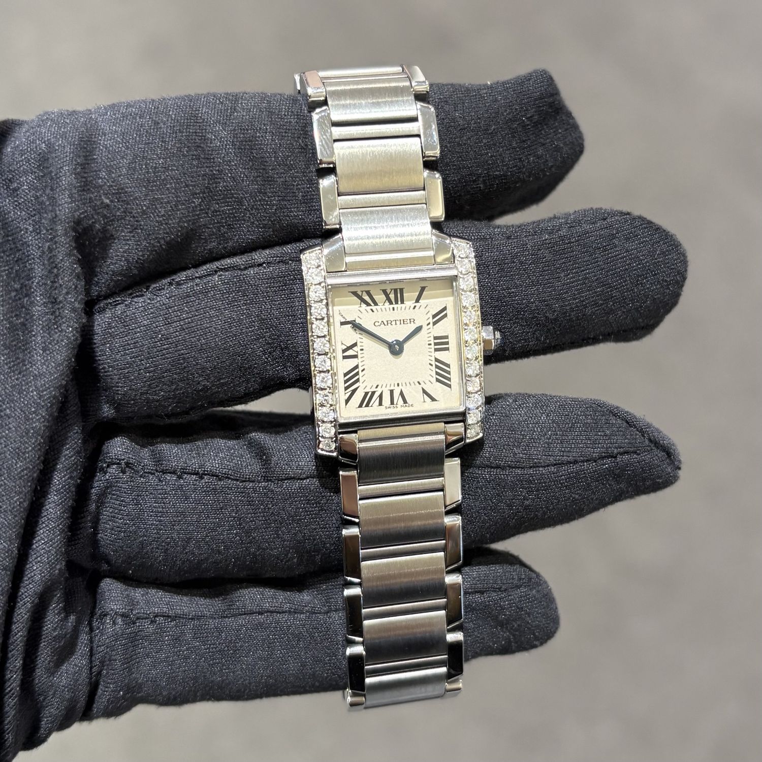 Pre-Owned Cartier Tank Custom Diamond Set Ladies Watch 2384