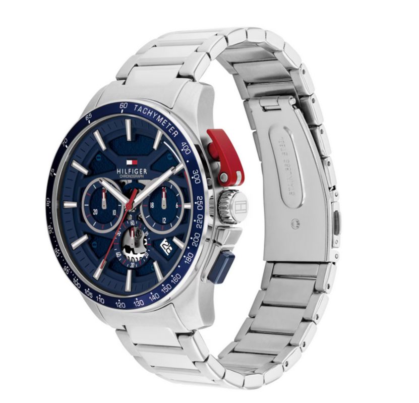Tommy Hilfiger Bank Stainless Steel Blue Dial 44mm Mens Watch