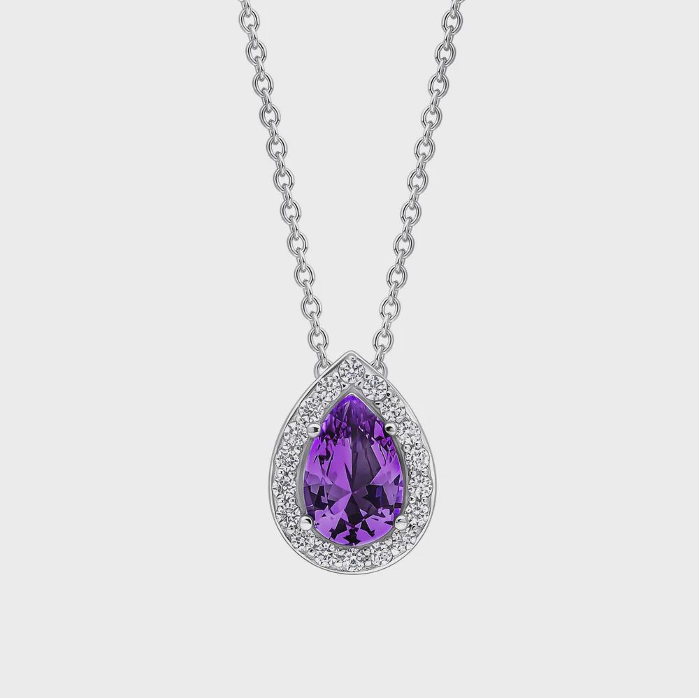 Zirconia Halo Teardrop Pendant
