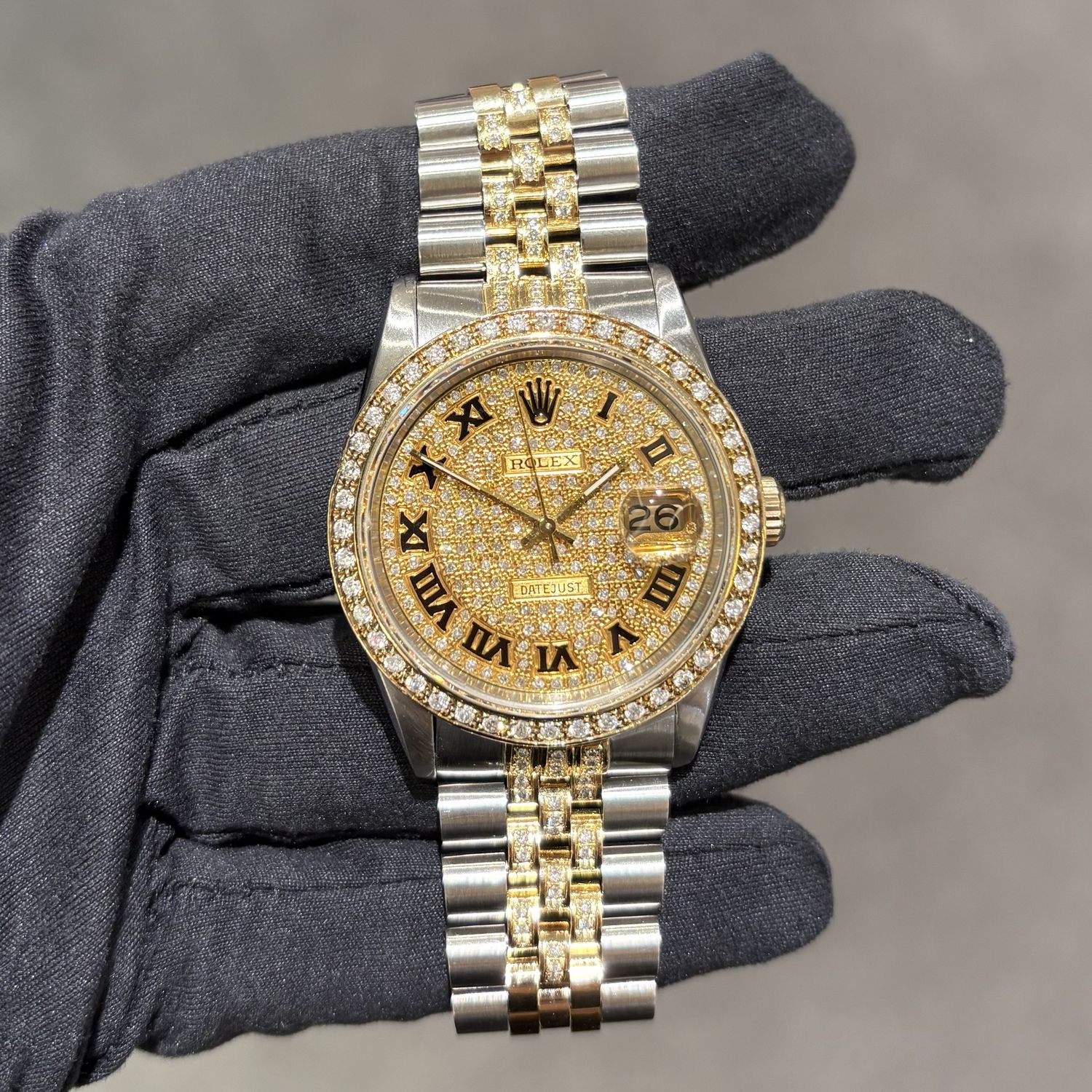 Pre-Owned Rolex Steel &amp; Gold Custom Diamond Set 36mm Datejust 16233