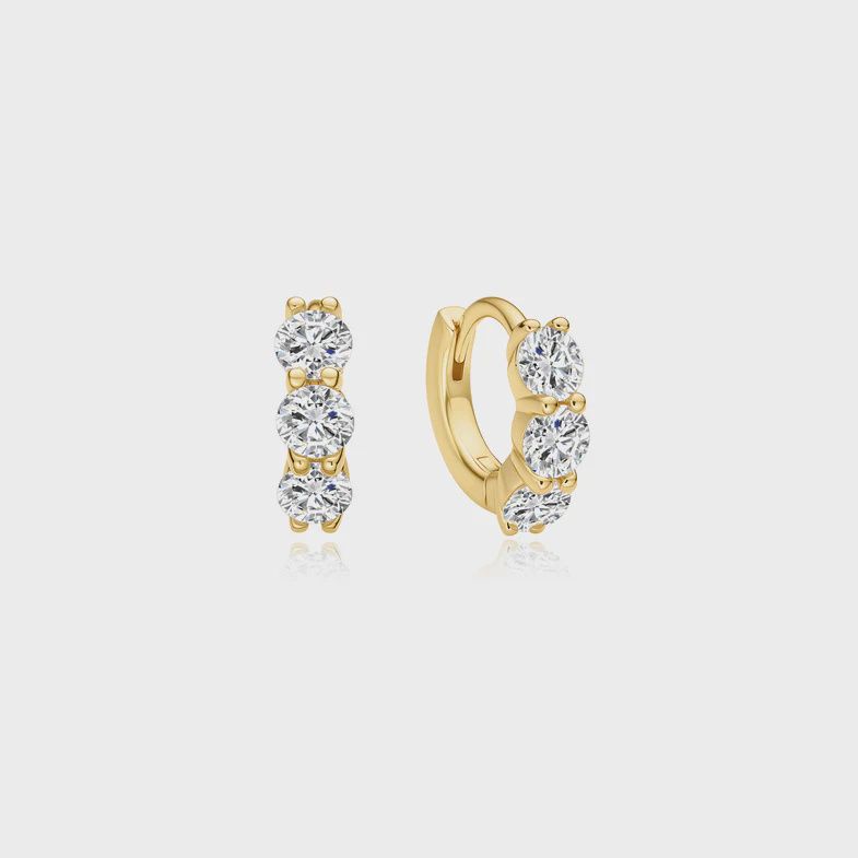 Gold Trio Sparkle Huggie Hoop Earrings
