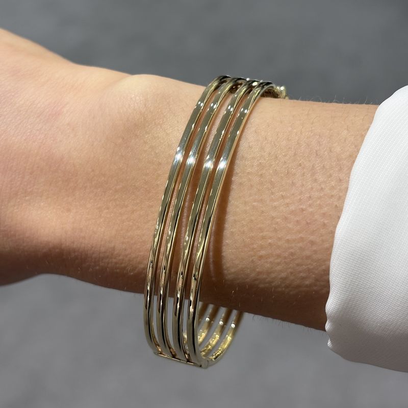 Pre-Owned 9ct Yellow Gold Multi-Band Hinged Bangle